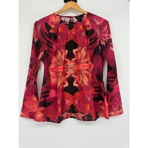Ted Baker London Shirt Women 4-6 Pink Floral Botanical Romantic Party Tropical